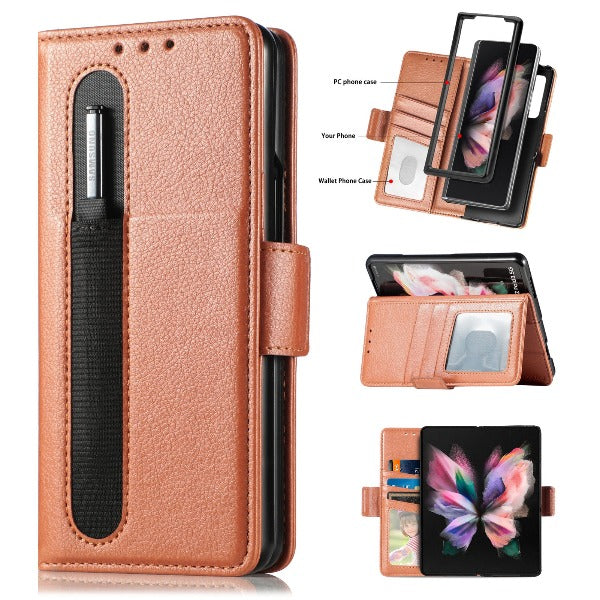 Multi-Card Slots Phone Case Wallet with S Pen Slot for Samsung Galaxy Z Fold 4