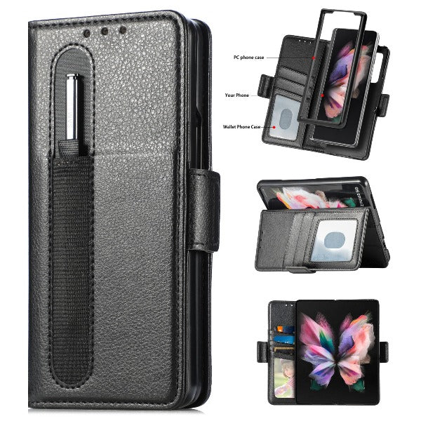 Multi-Card Slots Phone Case Wallet with S Pen Slot for Samsung Galaxy Z Fold 3