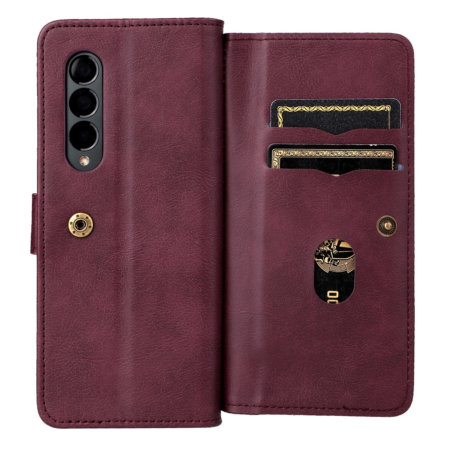 Samsung Galaxy Z Fold 3 Phone Case Wallet with Multi-Card Slots and Kick Stand