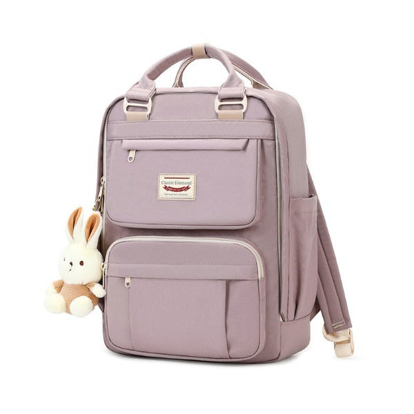 Large Capacity Solid-colored School And Travel Backpack