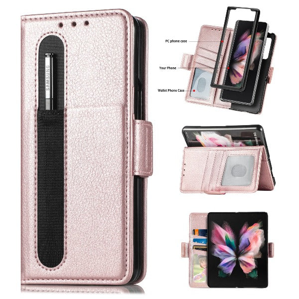 Multi-Card Slots Phone Case Wallet with S Pen Slot for Samsung Galaxy Z Fold 4