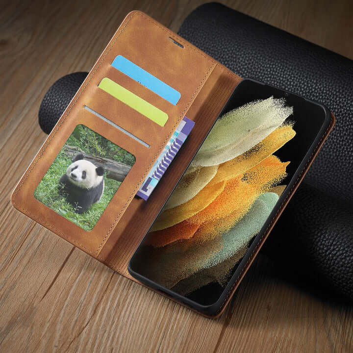 Solid Color Phone Case Wallet with Multi-Card Slots for iPhone 14 Series