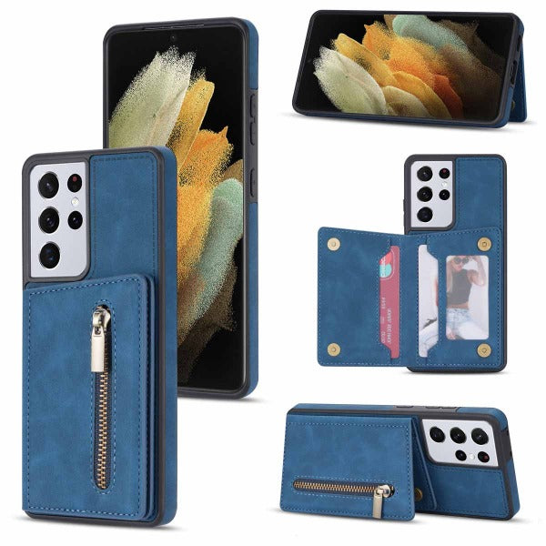 Zipper Card Purse Protective Phone Cover for Samsung S22 S21 A53 A71