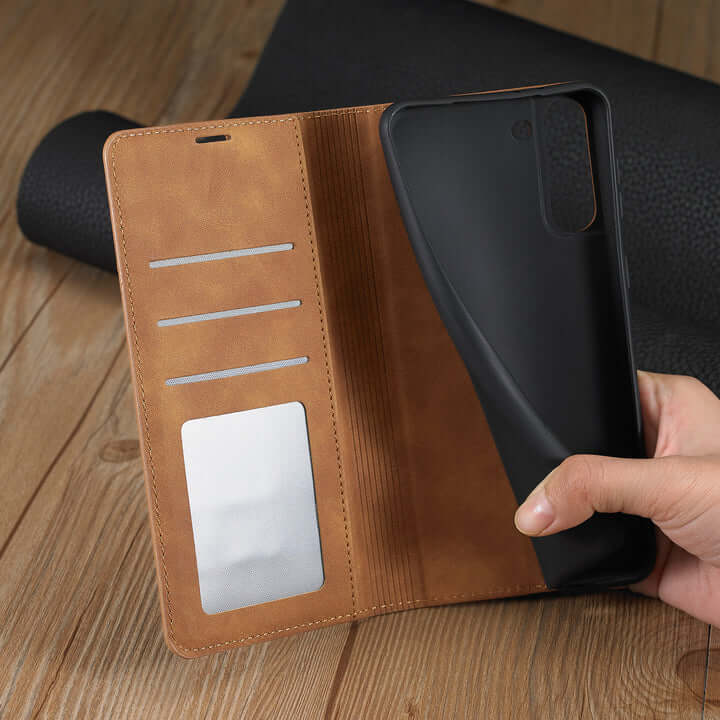 Solid Color Phone Case Wallet with Multi-Card Slots for Samsung Galaxy S22, S22 Plus, S22 Ultra