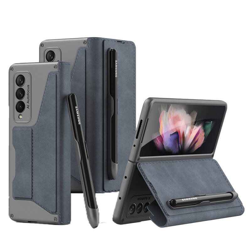 Samsung Galaxy Z Fold 4 Wallet Case with Card Holder and Removable S Pen Slot (S Pen Not Included)