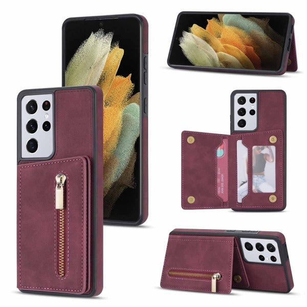 Zipper Card Purse Protective Phone Cover for Samsung S22 S21 A53 A71