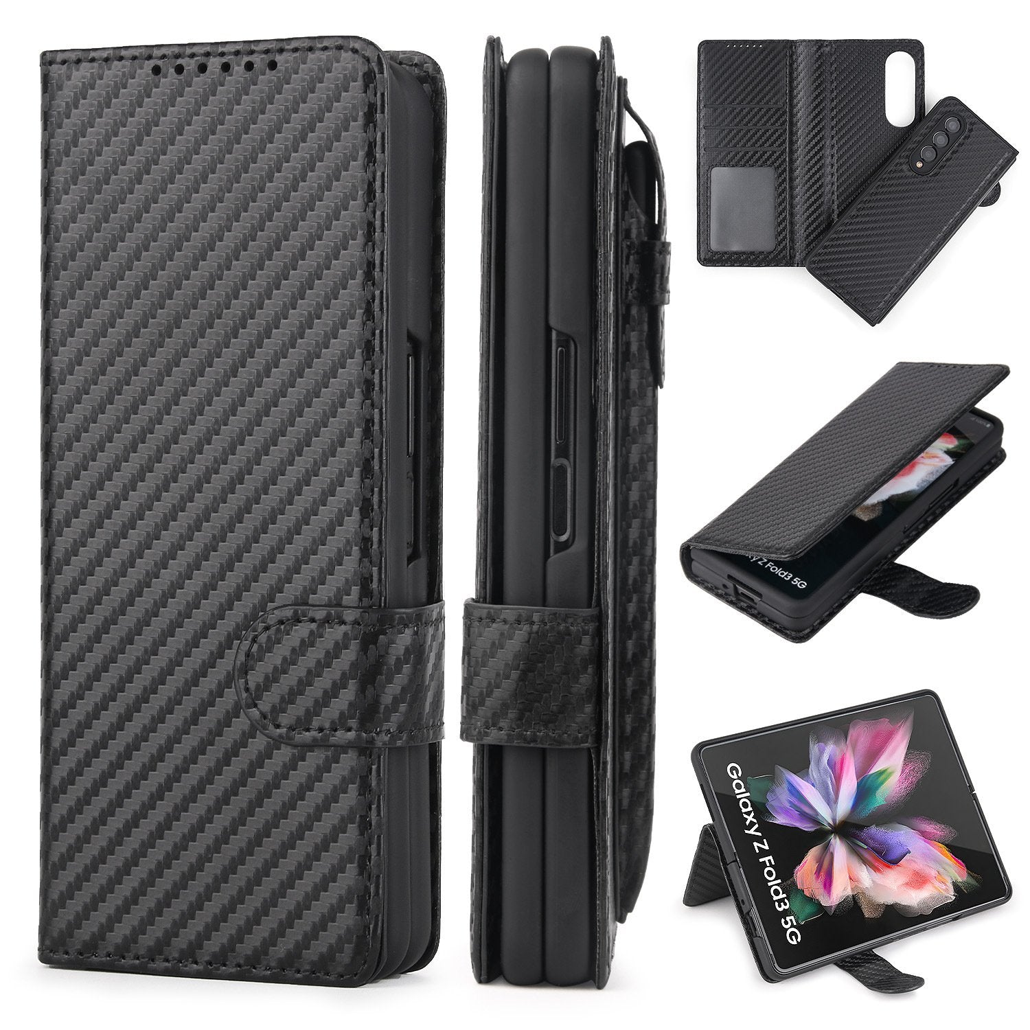 Phone Wallet Case with Card Holder& S Pen Holder For Samsung Galaxy Z Fold3-popmoca-Phone Case Wallet 