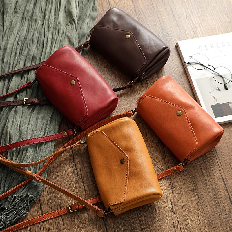 Fulvia Retro Handmade Leather Crossbody Bag-popmoca-Crossbody Bags 