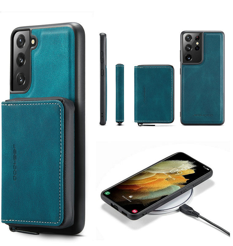 Samsung Galaxy S22, S22Plus, S22 Ultra Detachable Magnetic Protective Phone Wallet Case with Card Holder