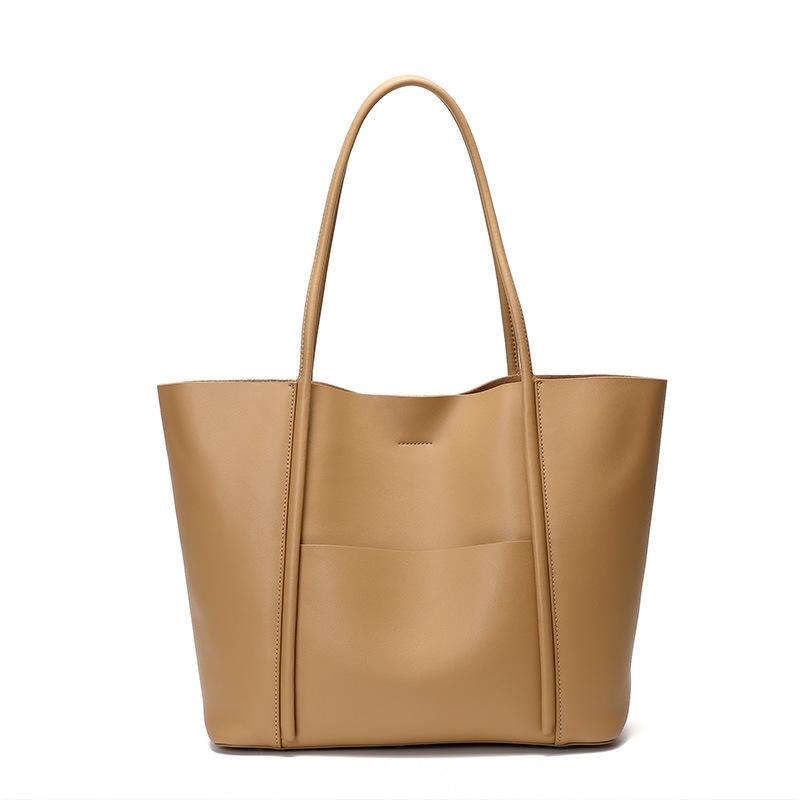 Women's Large Capacity Leather Tote Bag-popmoca-Shopping Totes 