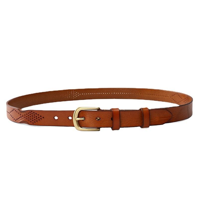 Atticus-Women's Brass Buckle Retro Leather Belt-D-popmoca-Belts 