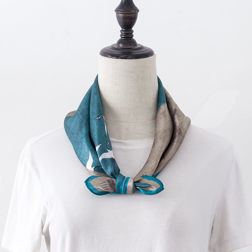 Silk Scarf- Crane-popmoca-silk scarf 