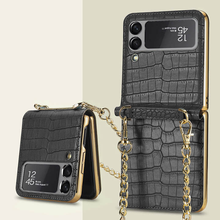 Samsung Galaxy Z Filp 3 Stone Pattern Crossbody Phone Case