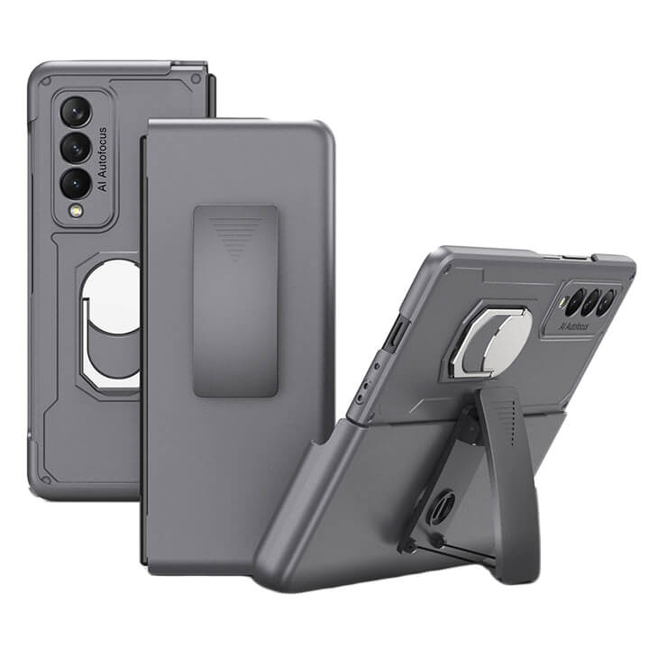 Samsung Galaxy Z Fold3 Armor Adjustable Kick Stand Phone Case with Belt Clip Holster