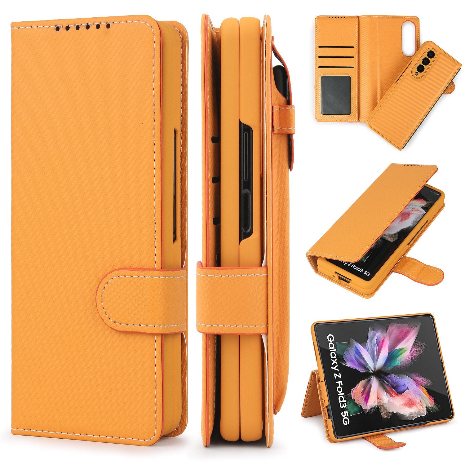 Phone Wallet Case with Card Holder& S Pen Holder For Samsung Galaxy Z Fold3-popmoca-Phone Case Wallet 
