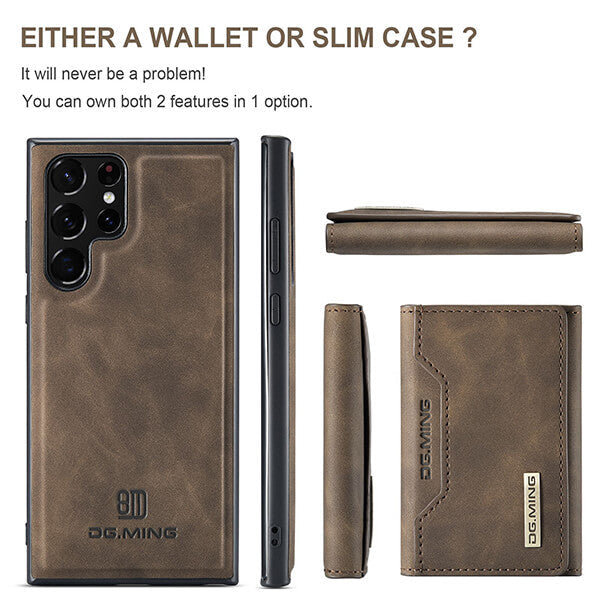 Detachable Magnetic Protective 3 Fold Phone Wallet Case with Card Holder Kickstand For Samsung Galaxy