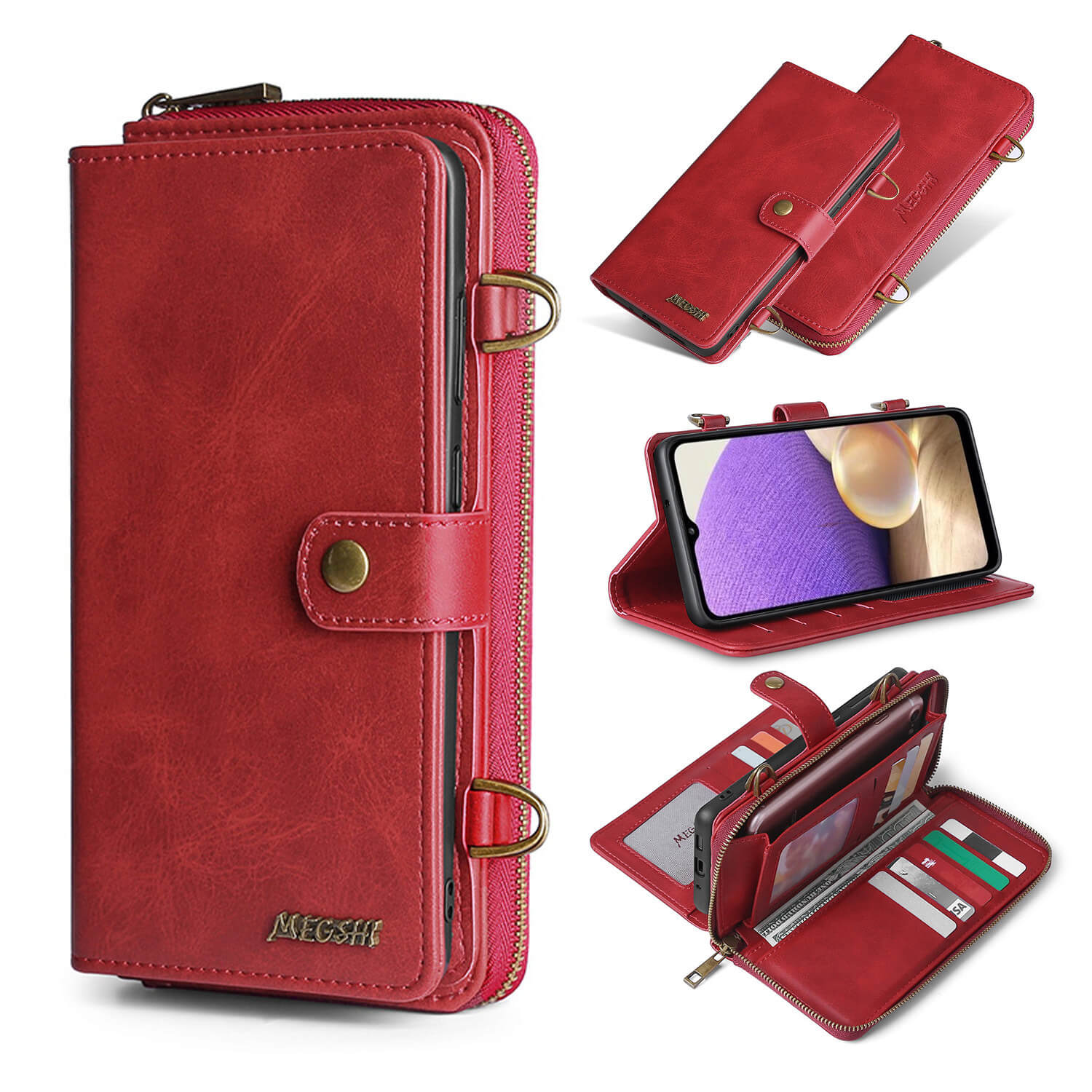 Ephoou Crossbody Wallet Case for Apple iPhone 14 with Card Holder, Purse  Cover Removable Cross Body Strap for iPhone 14 Zipper Phone Case Red :  Amazon.in: Electronics