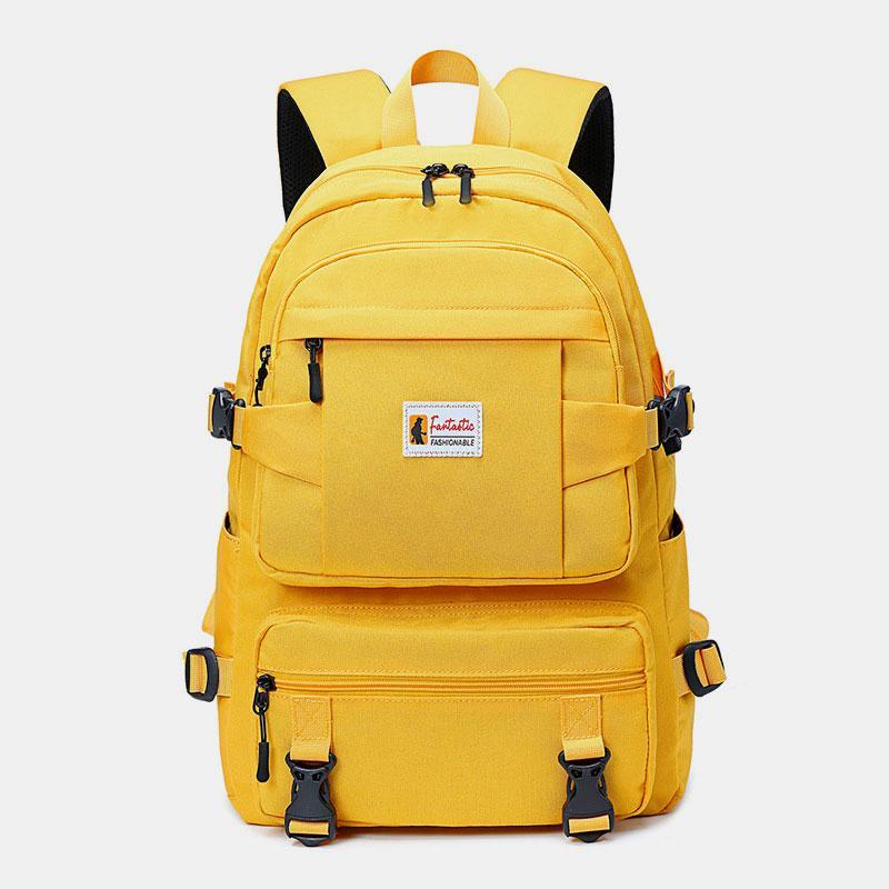academy laptop backpacks Multi-Pocket School Laptop Backpack With USB Charging Port, Yellow