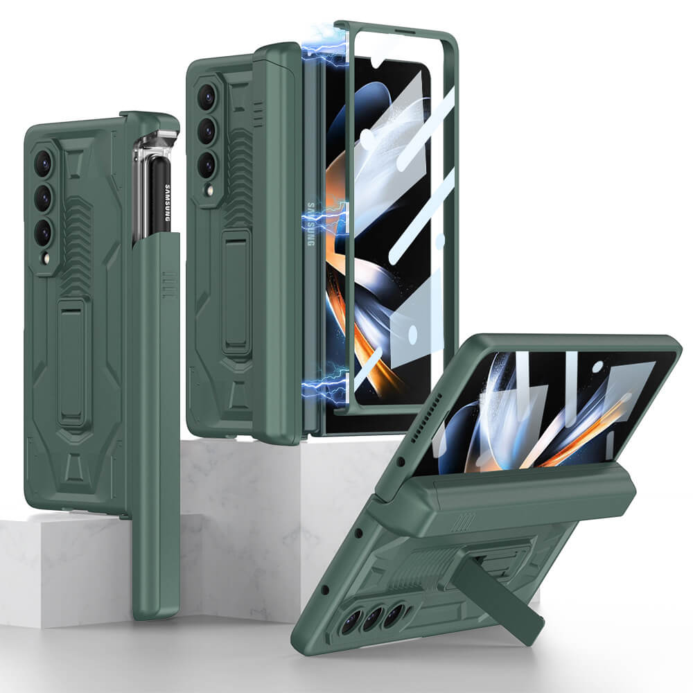Samsung Galaxy Z Fold 4 Case With Sliding Cover Pen Box and Magnetic Hinge Protection