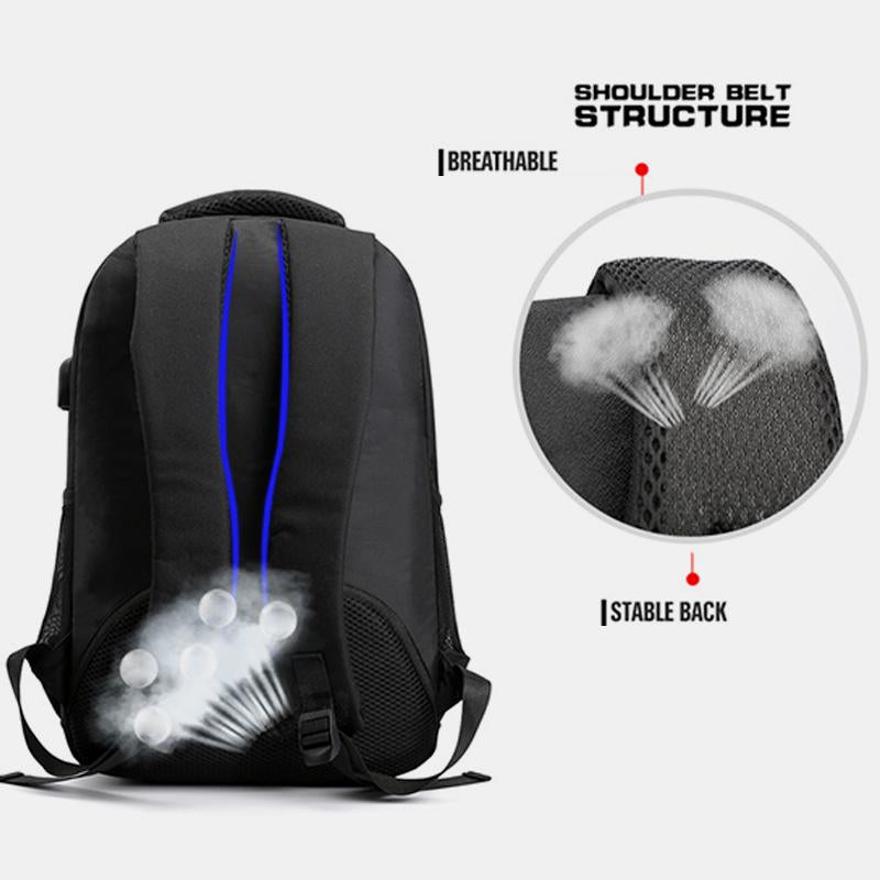 Wear-Resistant Large Capacity Laptop Backpack With USB Charging Port-popmoca-Backpacks 