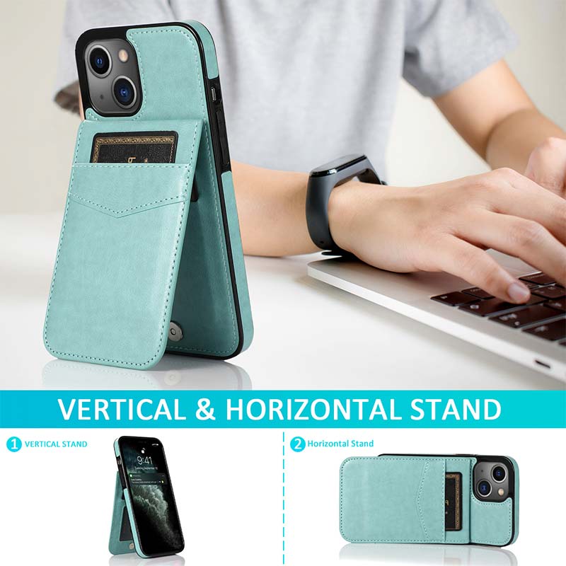 iPhone 14 Series Protective Wallet Case Quality Kickstand Phone Case with Multiple Card Slots