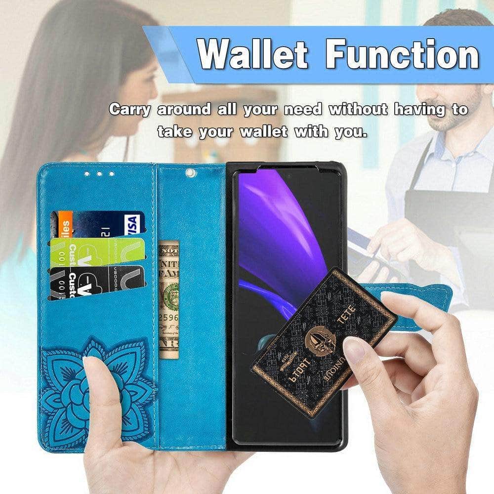 3D Butterfly Galaxy Z Fold 3 5G Wallet-popmoca-Mobile Phone Cases 