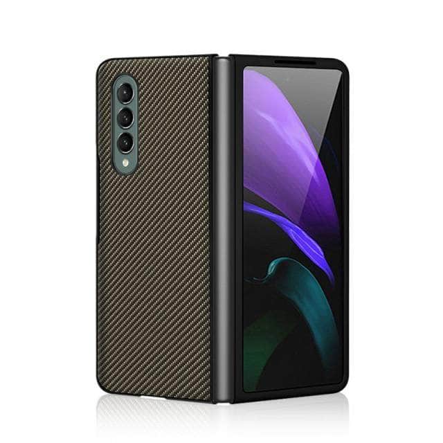 Carbon Fiber Texture Galaxy Z Fold 3 Case with Ring Bracket Kickstand-popmoca-Mobile Phone Cases 