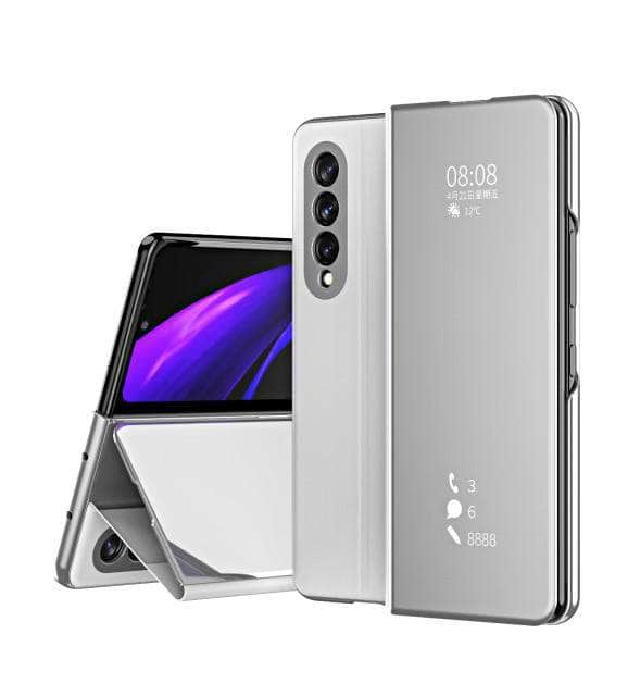 Samsung Galaxy Z Fold 4 Mirror Clear View Case With Flip Stand