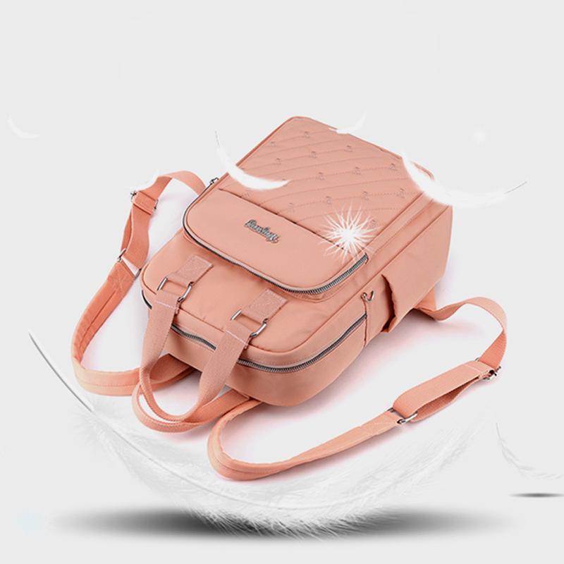 Lightweight Embossing Embroidery Backpack With USB Charging Port-popmoca-Backpacks 