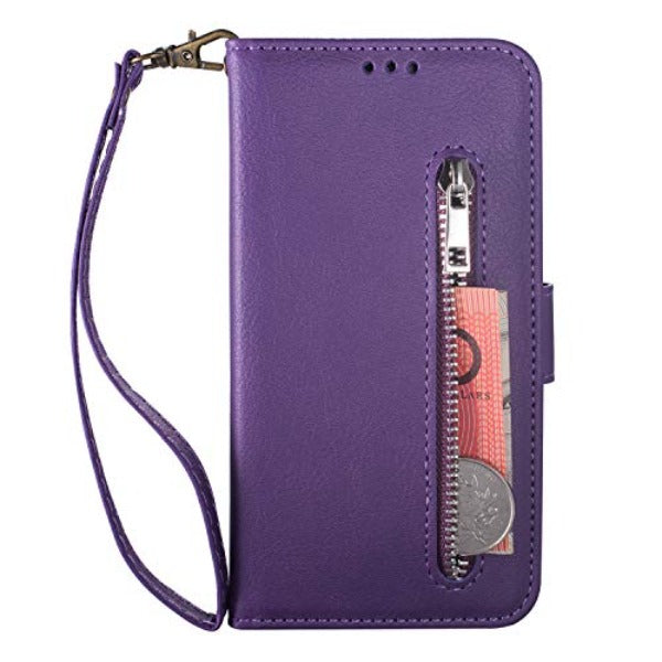 Solid Color Multi-Card Slots Phone Wallet Case with Wrist Strap for Samsung Z Fold 3