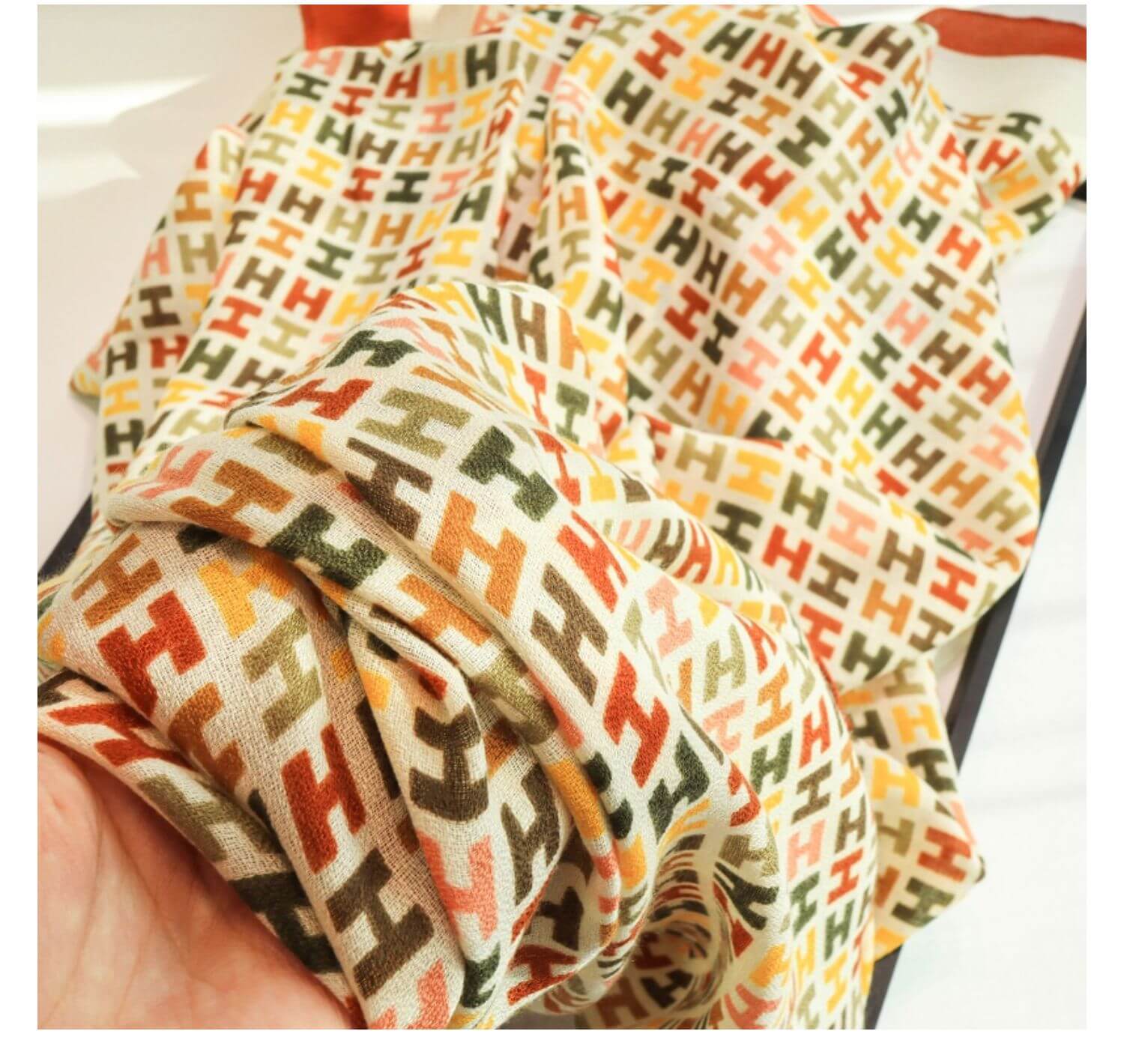 Cotton Linen Fabrics Scarf- Alphabet-popmoca-silk scarf 