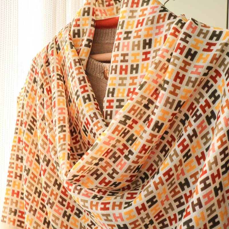 Cotton Linen Fabrics Scarf- Alphabet-popmoca-silk scarf 
