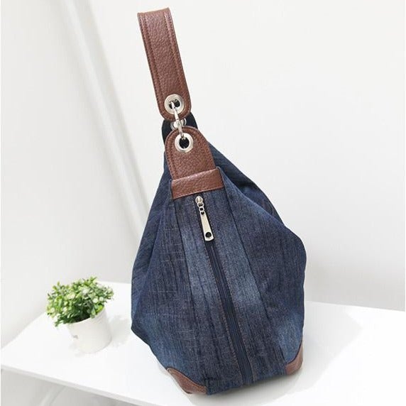 Women Denim Handbag Canvas Hobos Shoulder Bags Tote-popmoca-Handbags 