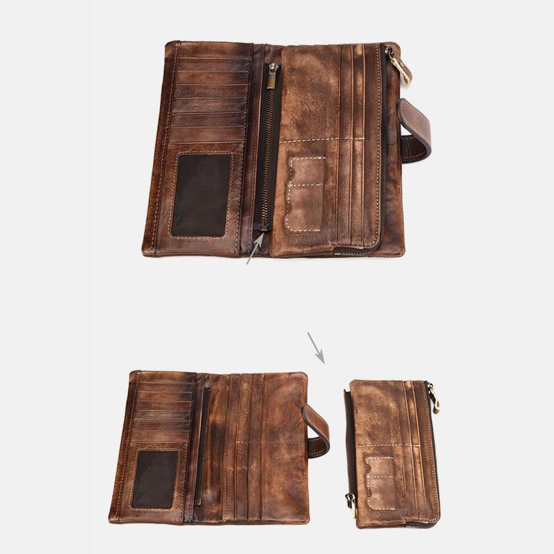 RFID Genuine Leather Long Wallet Purse - popmoca