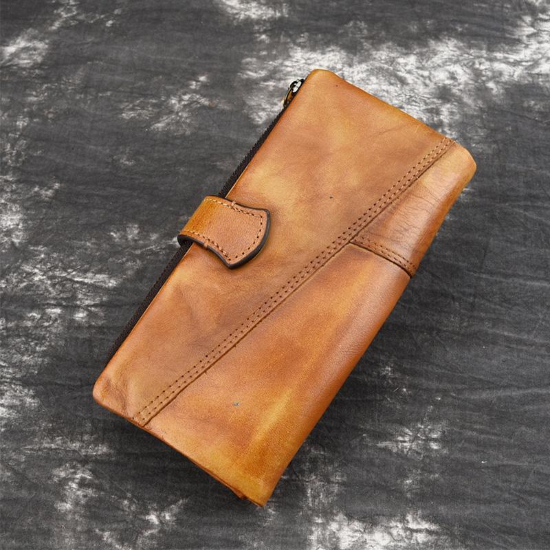 RFID Genuine Leather Long Wallet Purse-popmoca-Wallets & Money Clips 