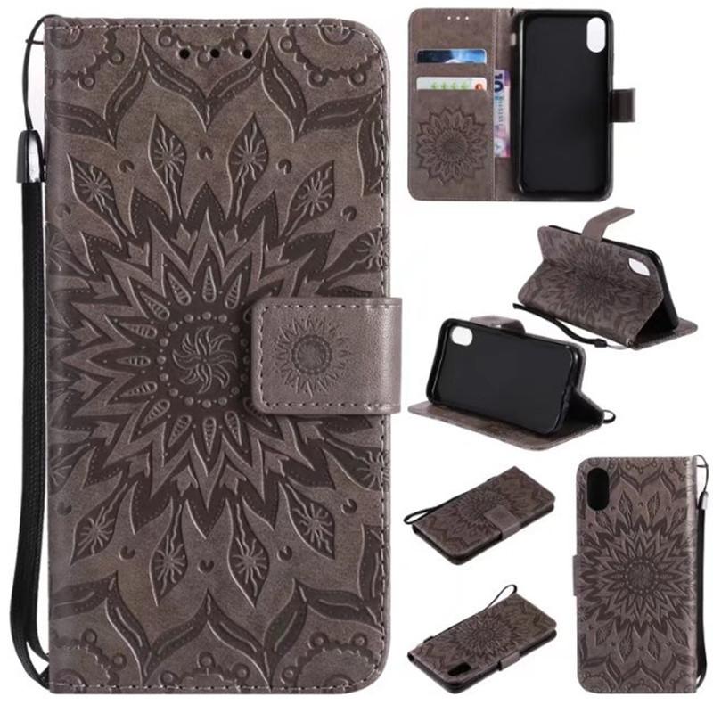 Sunflower Embossed Multi-functional Phone Case Wallet Cell Phone Wallet Purse for iPhone-popmoca-Phone Case Wallet 