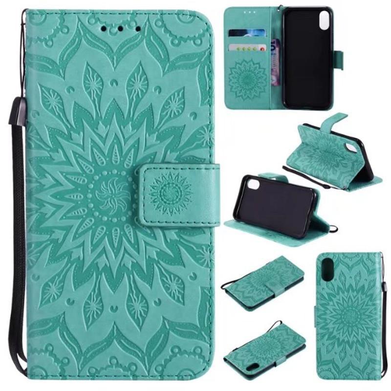 Sunflower Embossed Multi-functional Phone Case Wallet Cell Phone Wallet Purse for Samsung-popmoca-Phone Case Wallet 