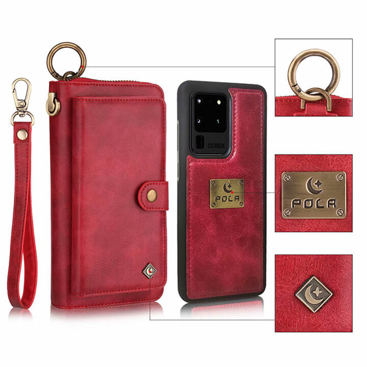 iPhone Series Vintage Multi Card Slots Magnetic Phone Case Wallet with Wrist Band/ Strap and Key Ring