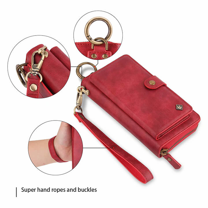 iPhone13 Series Vintage Multi Card Slots Magnetic Phone Case Wallet with Wrist Band/ Strap and Key Ring