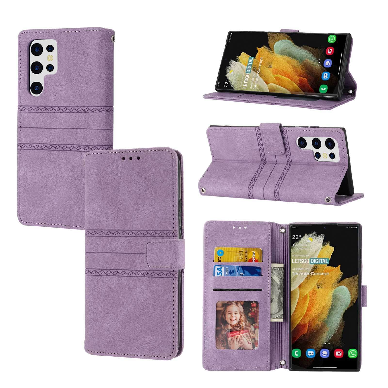 Samsung Galaxy S22, S22 Plus, S22 Ultra Multi Functional Phone Wallet Case With Wrist Strap