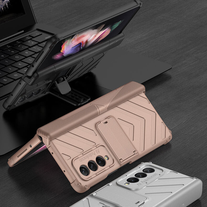 Samsung Galaxy Z Fold 3 Shockproof Case with Magnetic Hinge Protection and Adjustable Kickstand