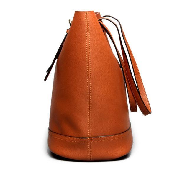 Women Genuine Leather Handbag High End Tote Bag Bucket Bag-popmoca-Shopping Totes 