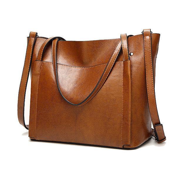 Women Vintage Leather Handbags Retro Shoulder Bag Tote Bag-popmoca-Shopping Totes 