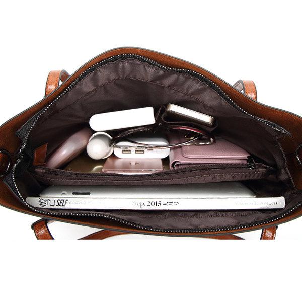 Women Vintage Leather Handbags Retro Shoulder Bag Tote Bag-popmoca-Shopping Totes 